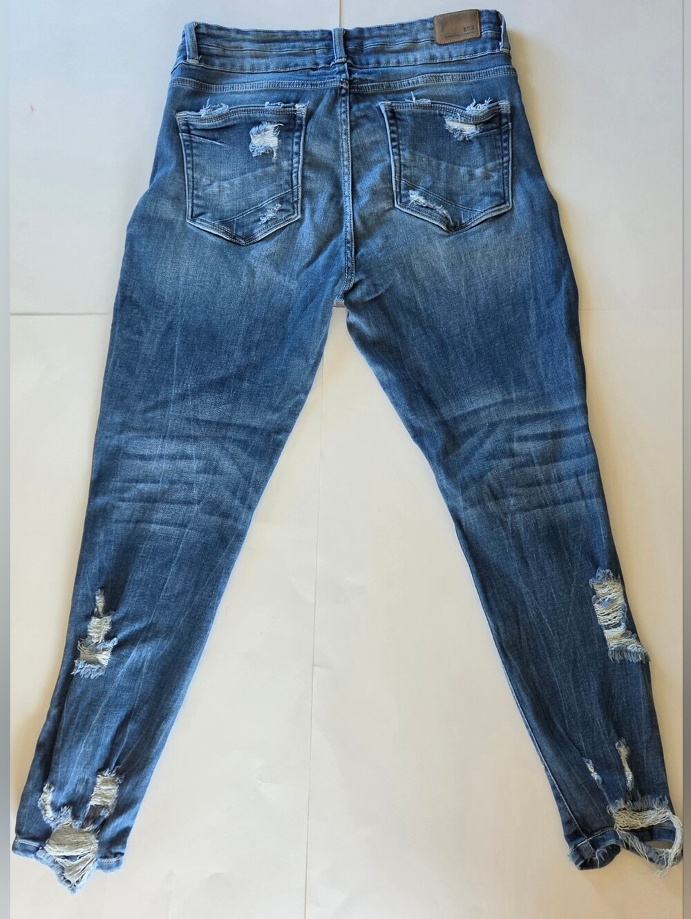 BKE Payton Mid Rise Ankle Skinny Jeans Womens 32 Distressed Frayed Hem